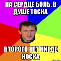 НА СЕРДЦЕ БОЛЬ, В ДУШЕ ТОСКА ВТОРОГО НЕТ НИГДЕ НОСКА