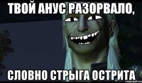 Твой анус разорвало, словно стрыга острита