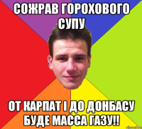 Сожрав горохового супу от Карпат і до Донбасу буде масса газу!!
