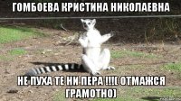 Гомбоева Кристина Николаевна Не пуха те Ни пера !!!( отмажся грамотно)