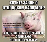 хотите закон о отцовском капитале? а ведь конечный потребитель опять я.ибо безотчетно,хаххаахх