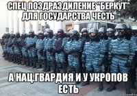 Спец поздраздиление "Беркут" для государства честь А нац.гвардия и у укропов есть