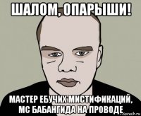 шалом, опарыши! мастер ебучих мистификаций, мс бабангида на проводе