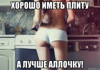 хорошо иметь плиту а лучше аллочку!