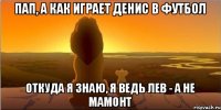 пап, а как играет денис в футбол Откуда я знаю, я ведь лев - а не мамонт