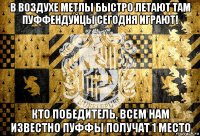 в воздухе метлы быстро летают там пуффендуйцы сегодня играют! кто победитель, всем нам известно пуффы получат 1 место