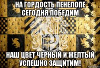 на гордость пенелопе сегодня победим наш цвет черный и желтый успешно защитим!