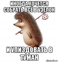 иногда хочется собрать всё в узелок и упиздовать в туман