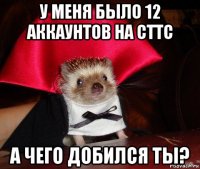 у меня было 12 аккаунтов на сттс а чего добился ты?