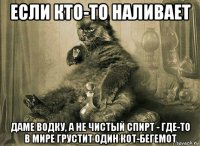если кто-то наливает даме водку, а не чистый спирт - где-то в мире грустит один кот-бегемот