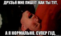 друзья мне пишут, как ты тут, а я нормально, супер гуд.