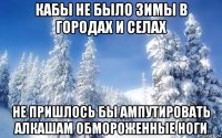 кабы не было зимы в городах и селах не пришлось бы ампутировать алкашам обмороженные ноги