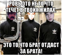 ровь это не то что течёт в твоих жилах. это то что брат отдаст за брата!