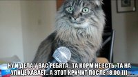  ну и дела у вас ребята.. та корм не есть, та на улице хавает.. а этот кричит после 18.00 )))