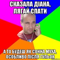 сказала діана, лягай спати а то будеш як сонна муха, особливо після гульок