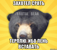 захотел срать терплю, ибо лень вставать