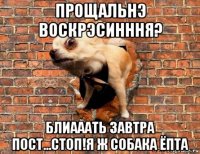 прощальнэ воскрэсинння? блиааать завтра пост...стоп!я ж собака ёпта