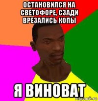 остановился на светофоре, сзади врезались копы я виноват