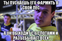 ты пускаешь его фармить в свой лес а он выходит с 6 слотами и разъебывает всех