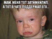 мам, меня тот затимкилил, а тот в чате поддержал его... 