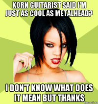 korn guitarist said i'm just as cool as metalhead? i don't know what does it mean but thanks