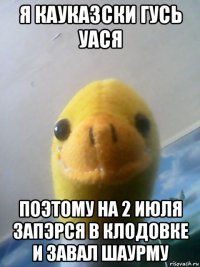 я кауказски гусь уася поэтому на 2 июля запэрся в клодовке и завал шаурму