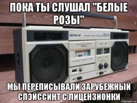 пока ты слушал "белые розы" мы переписывали зарубежный спэйссинт с лицензионки