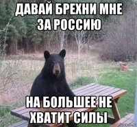 давай брехни мне за россию на большее не хватит силы