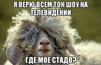 я верю всем ток шоу на телевидении где мое стадо?