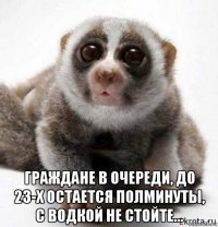  граждане в очереди, до 23-х остается полминуты, с водкой не стойте...