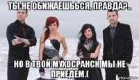 ты не обижаешьься, правда?.. но в твой мухосранск мы не приедем.(