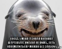  сосед, у меня газовая колонка шарахнула, нихуена не вижу... есть опохмелиться? можно без закуси.