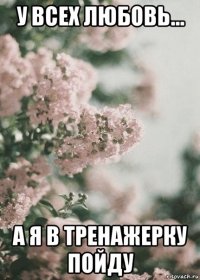 у всех любовь... а я в тренажерку пойду