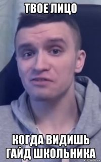 твое лицо когда видишь гайд школьника
