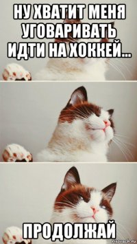 ну хватит меня уговаривать идти на хоккей... продолжай
