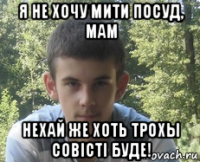 я не хочу мити посуд, мам нехай же хоть трохы совісті буде!