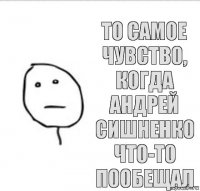 то самое чувство, когда Андрей Сишненко что-то пообещал