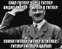 ехал гитлер через гитлер. видит гитлер - гитлер в гитлер. сунул гитлер гитлер в гитлер - гитлер гитлера царап!