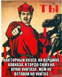  как горный козёл, на вершине кавказа, я гордо сижу на краю унитаза , мем не вставай на унитаз