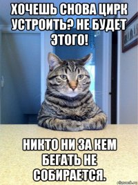 хочешь снова цирк устроить? не будет этого! никто ни за кем бегать не собирается.