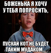 боженька я хочу у тебя попросить, пускай кот не будет таким мудаком...