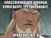 классификация: шиноби кумогакуре, третий райкаге. уровень сил: 8