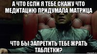а что если я тебе скажу что медитацию придумала матрица что бы запретить тебе жрать таблетки?