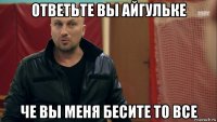 ответьте вы айгульке че вы меня бесите то все