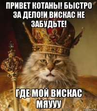 привет котаны! быстро за дело!и вискас не забудьте! где мой вискас мяууу