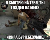 я смотрю на тебя, ты глядел на меня искра.буря.безумие.