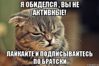 я обиделся , вы не активные! лайкайте и подписывайтесь по братски