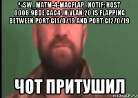 %sw_matm-4-macflap_notif: host 0008.9bde.cac4 in vlan 20 is flapping between port gi1/0/19 and port gi2/0/19 чот притушил