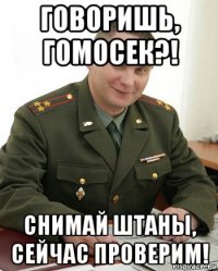 говоришь, гомосек?! снимай штаны, сейчас проверим!