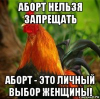 аборт нельзя запрещать аборт - это личный выбор женщины!